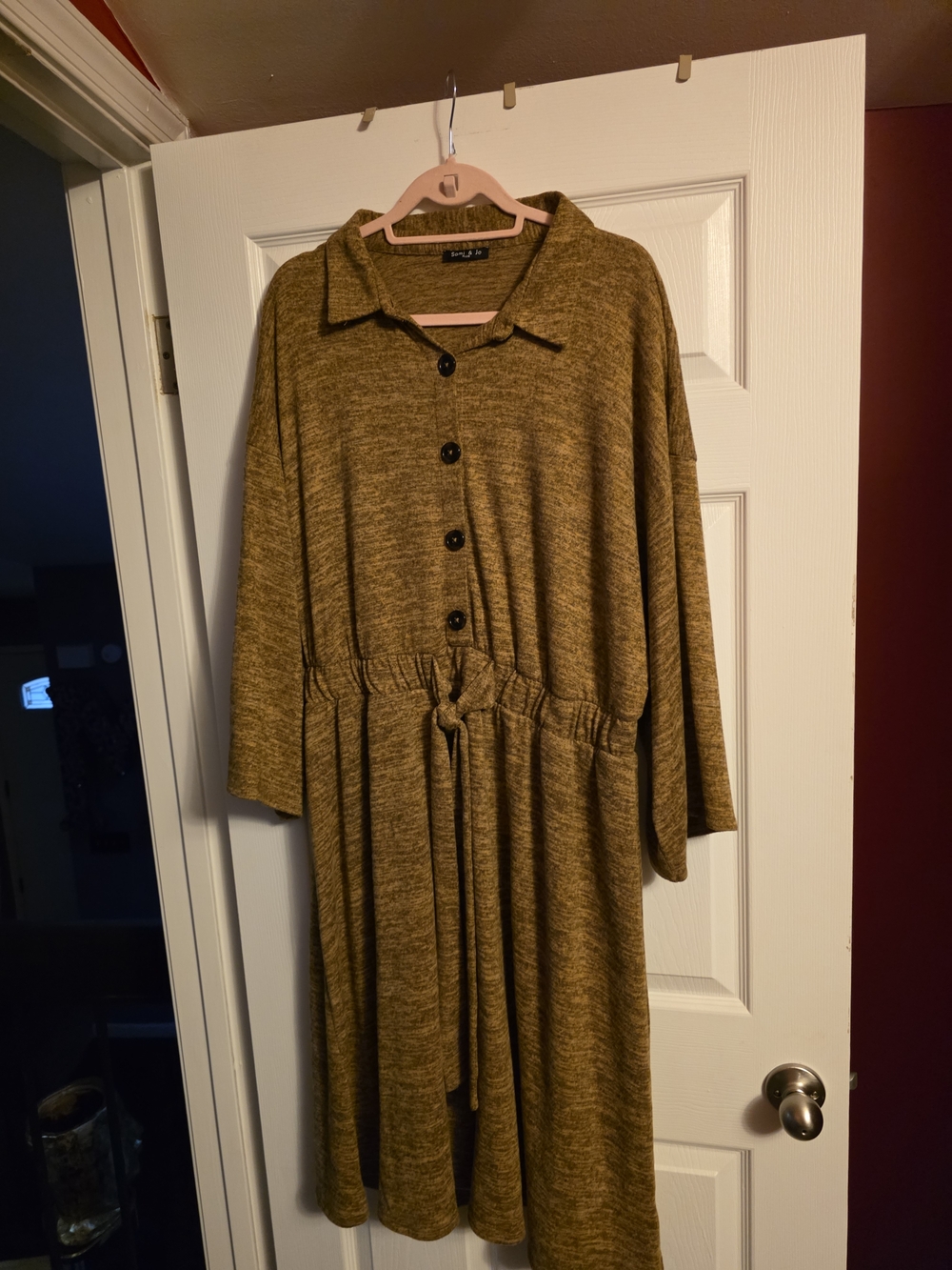 Sami & Jo Button-Front Midi Dress with Drawstring Waist